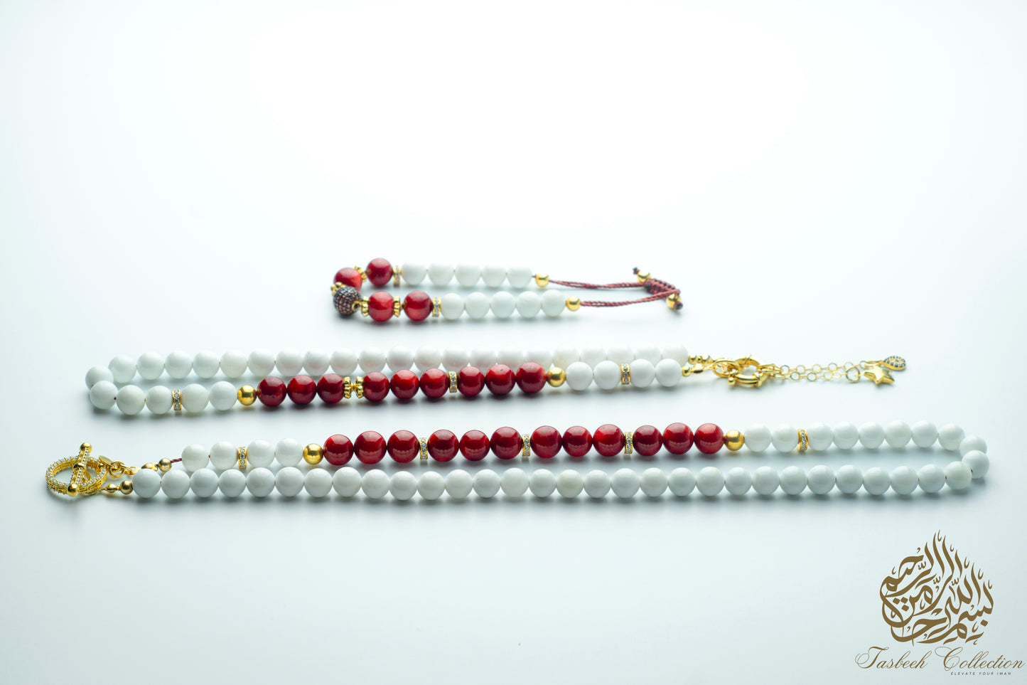 Zarafet - Mother & Daughter Set – Gold-Plated Red Coral & Mother of Pearl Set - Limited Edition