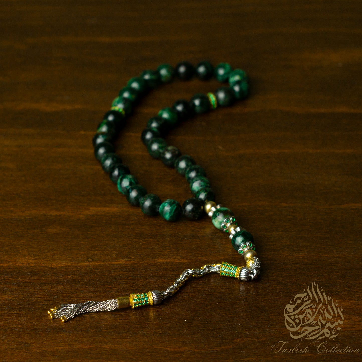 Zarafet - African Emerald and 925 Sterling Silver Tassel - Limited Edition - Rosary