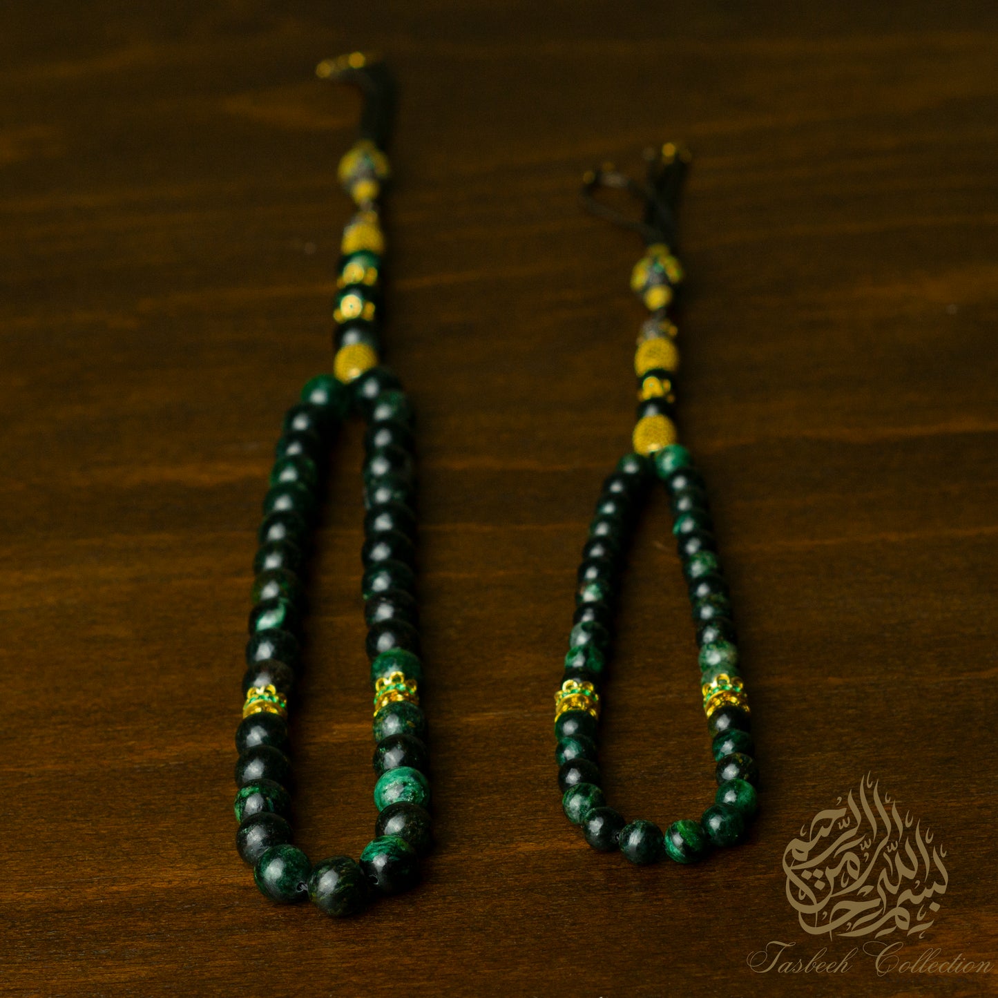 Zarafet - Father & Son Tasbih Set – African Emerald & Gold-Plated Sterling Silver - Limited Edition