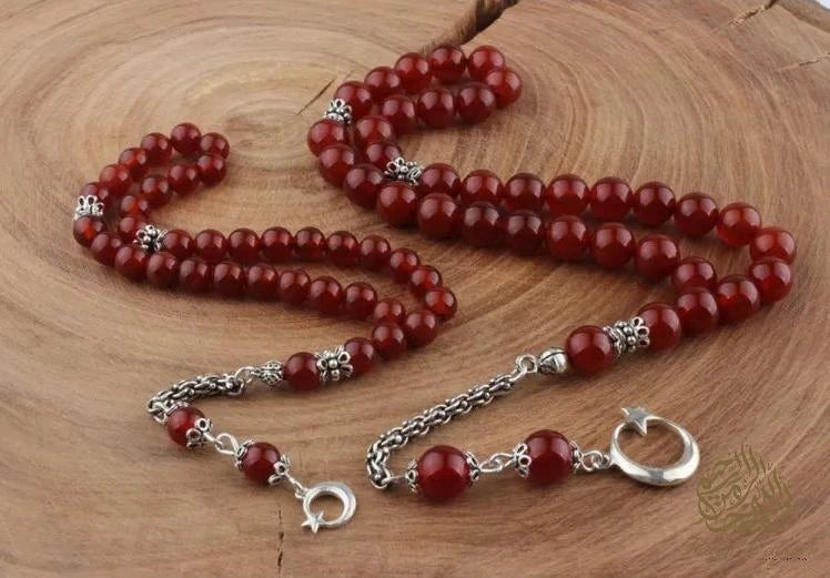 Father and Son Agate Tasbih with 925 Sterling Silver Tassel - Tasbeeh Collection