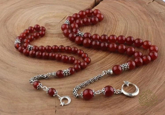 Father and Son Agate Tasbih with 925 Sterling Silver Tassel - Tasbeeh Collection