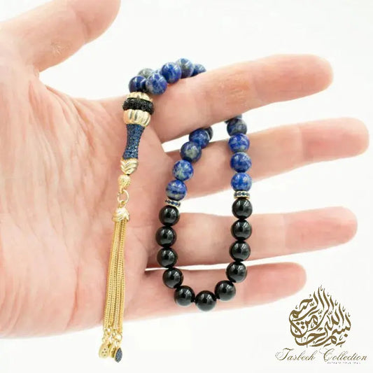 Lapis Lazuli and Onyx Tasbih with 925 Sterling Silver Tassel - Tasbeeh Collection