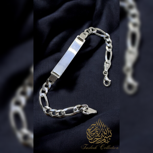 Sterling Silver Figaro ID Bracelet