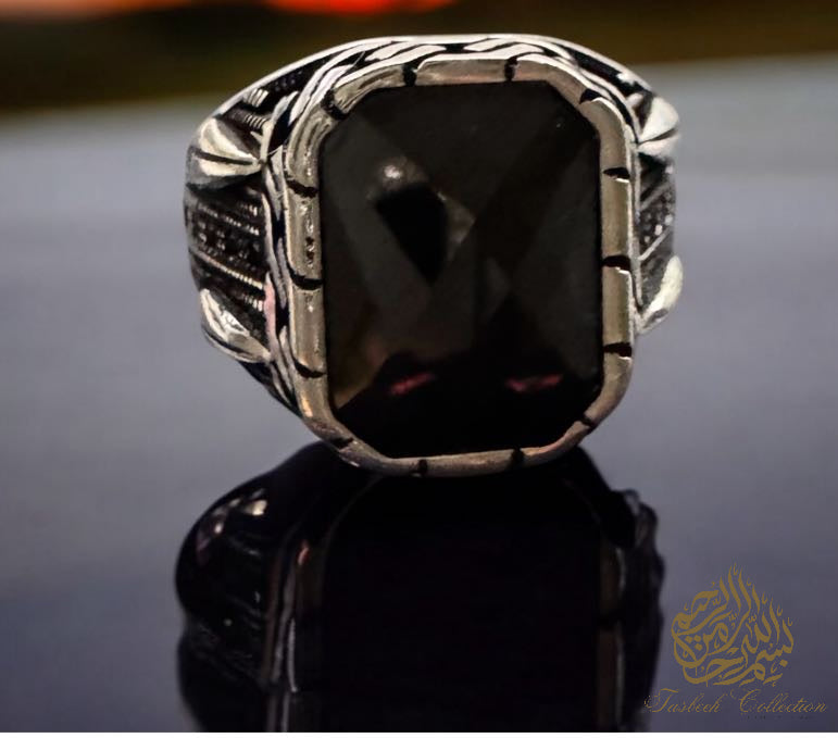 Black Natural Zircon Stone Premium 925 Silver Ring