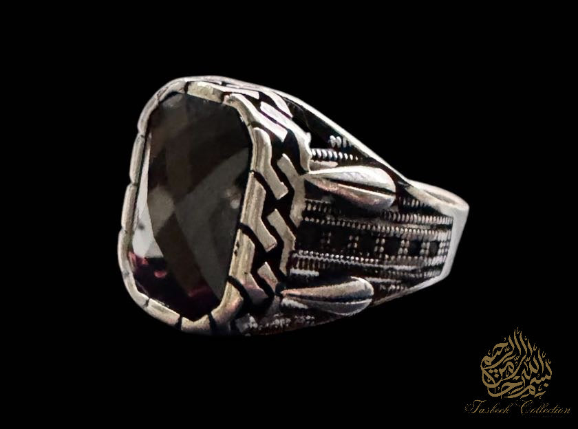 Black Natural Zircon Stone Premium 925 Silver Ring