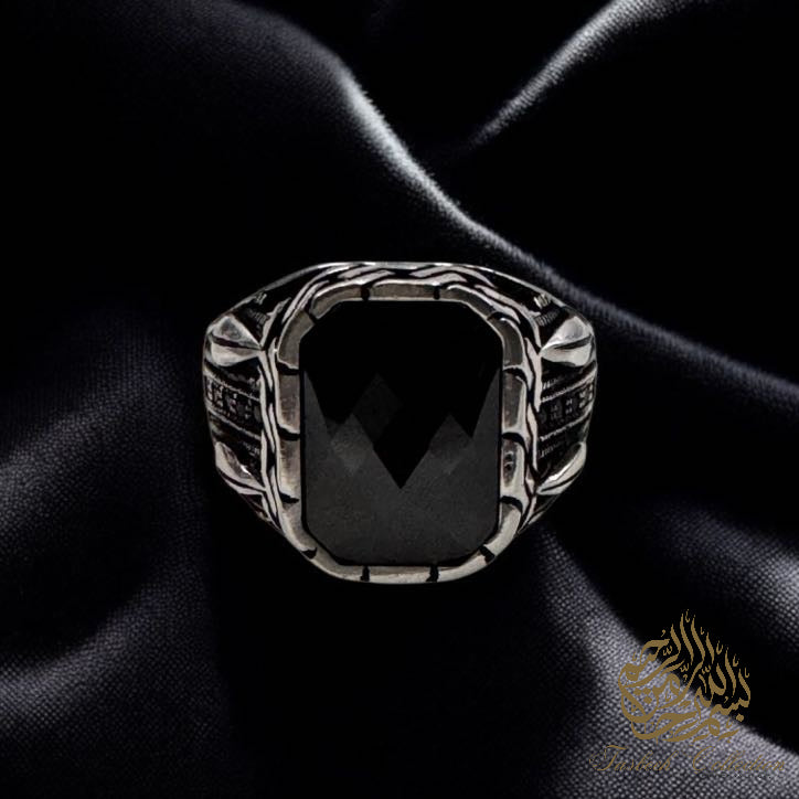Black Natural Zircon Stone Premium 925 Silver Ring