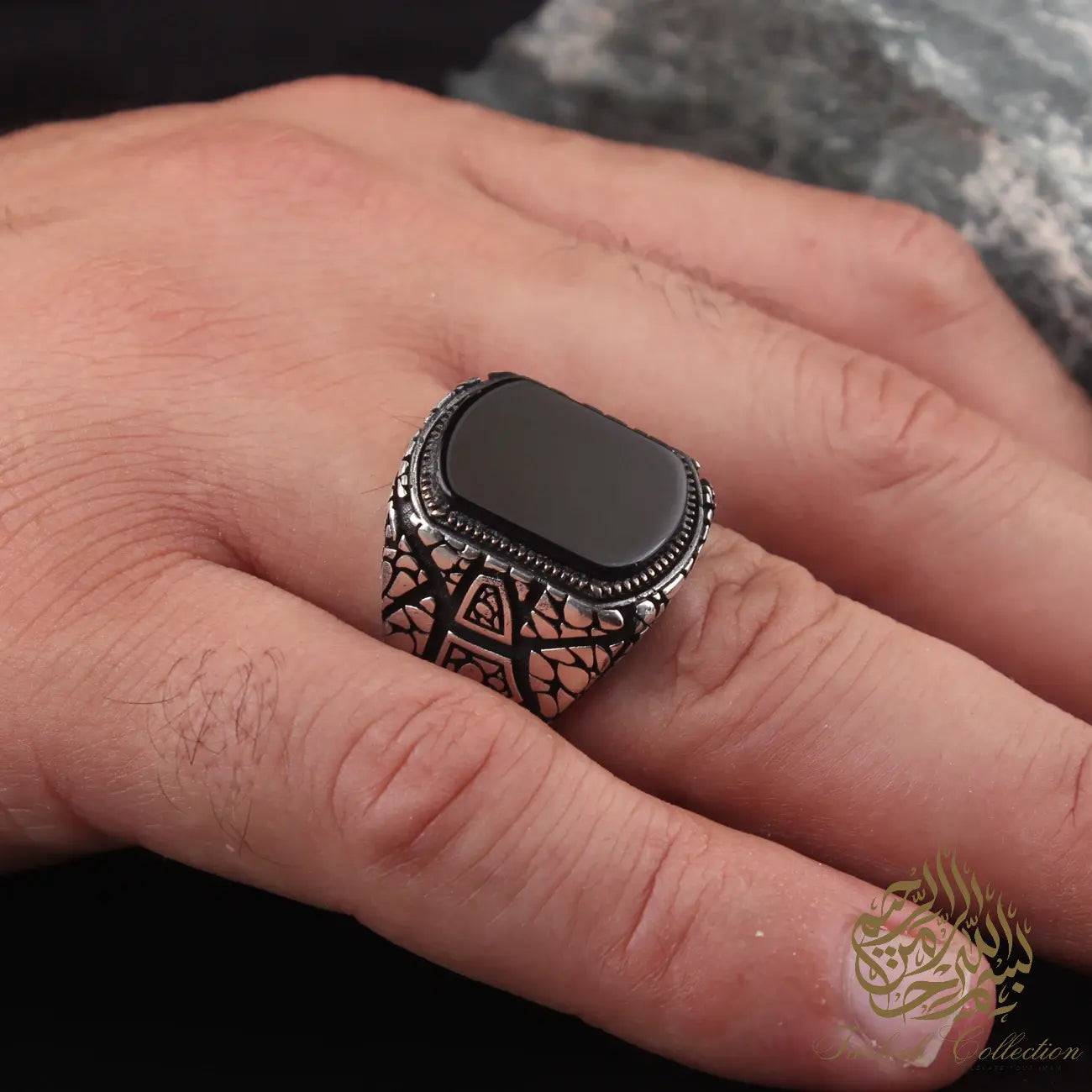 Turquoise Stone/Tiger Eye/Black Onyx/Green or Red Agate Silver 925 Ring - Tasbeeh Collection