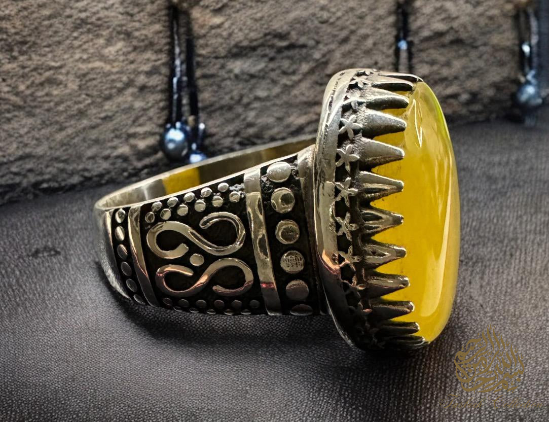 Natural Amber Premium 925 Silver Ring