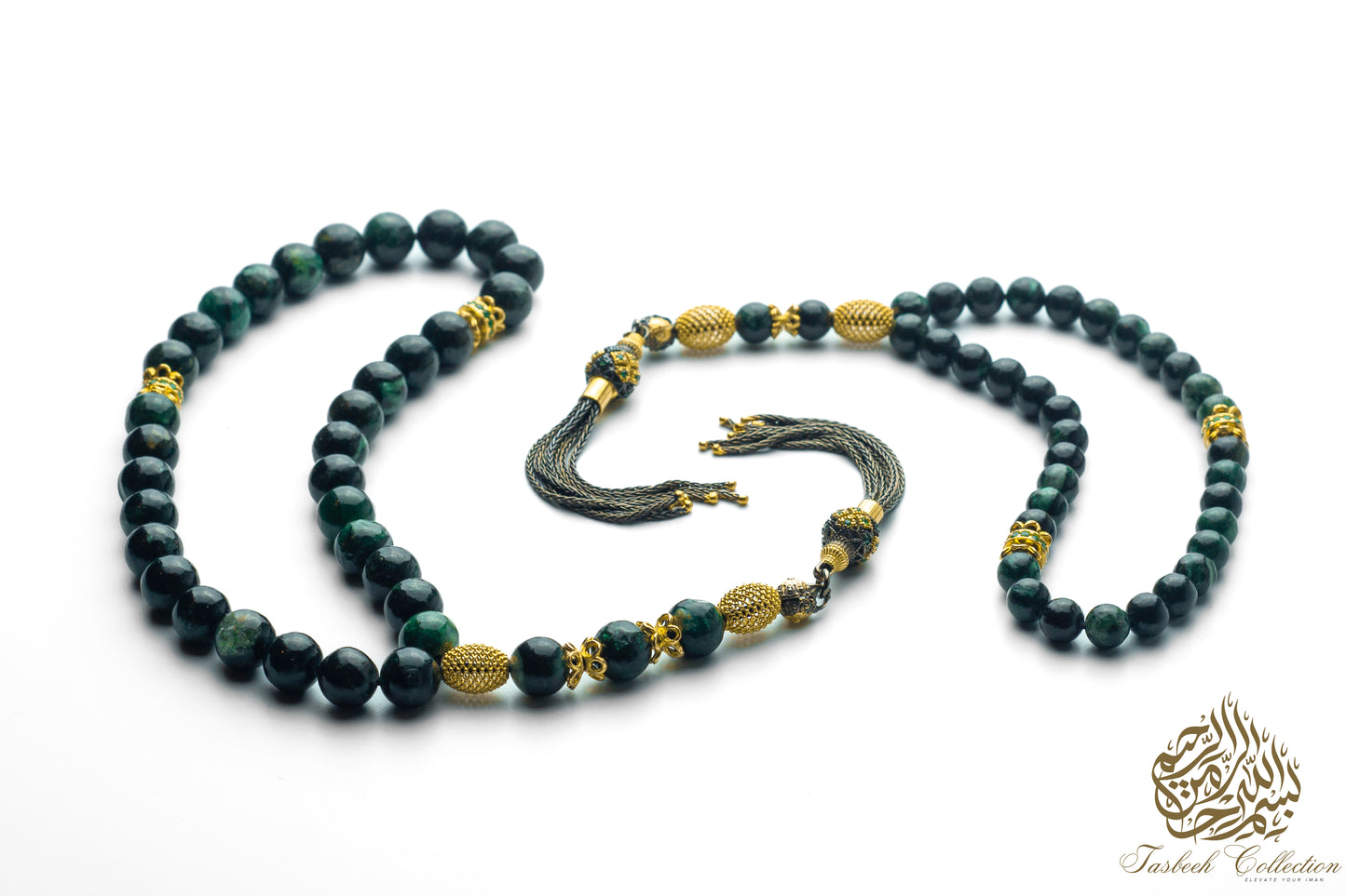 Zarafet - Father & Son Tasbih Set – African Emerald & Gold-Plated Sterling Silver - Limited Edition