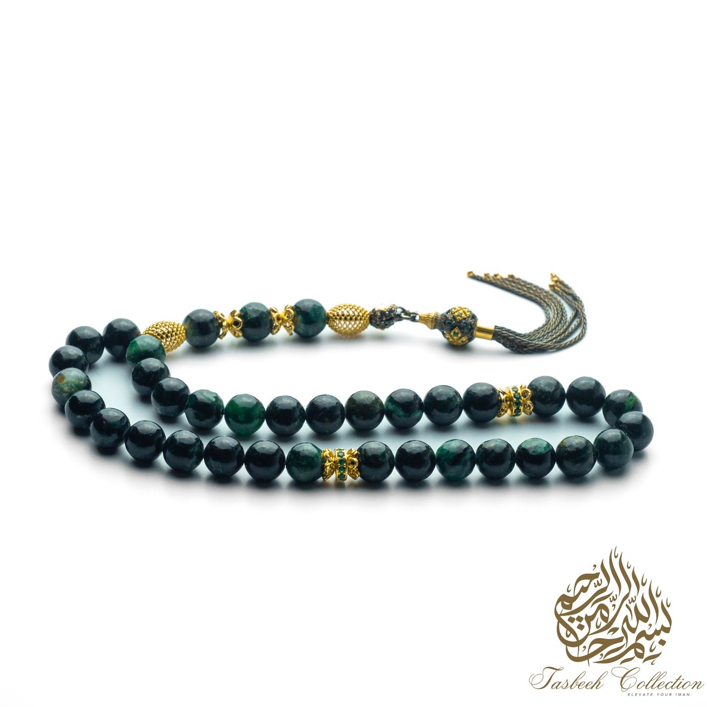 Zarafet - Father & Son Tasbih Set – African Emerald & Gold-Plated Sterling Silver - Limited Edition
