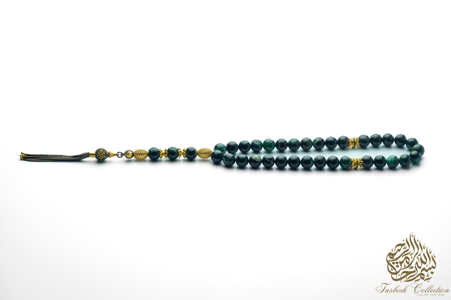 Zarafet - Father & Son Tasbih Set – African Emerald & Gold-Plated Sterling Silver - Limited Edition