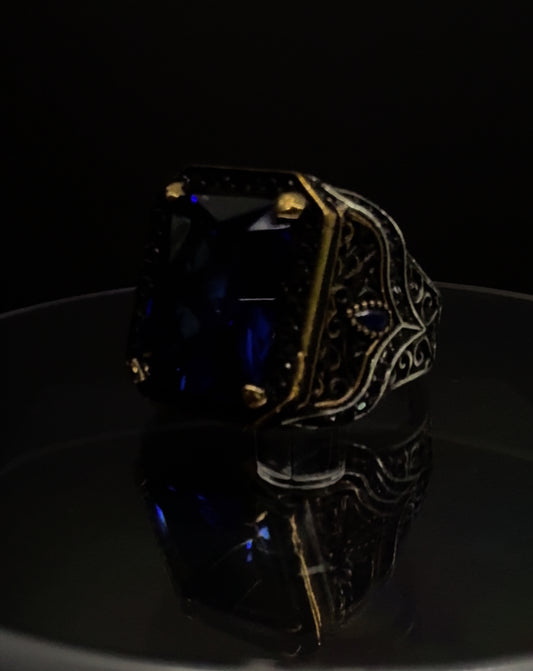 Natural Navy Blue Zircon Stone Premium 925 Silver Ring