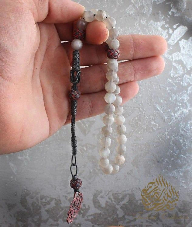 Moon - A Moon Stone Rosary with 1000 Carat Silver Tassel