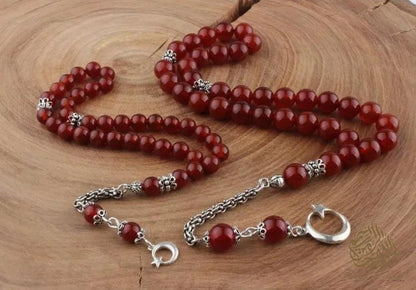 Father and Son Agate Tasbih with 925 Sterling Silver Tassel - Tasbeeh Collection