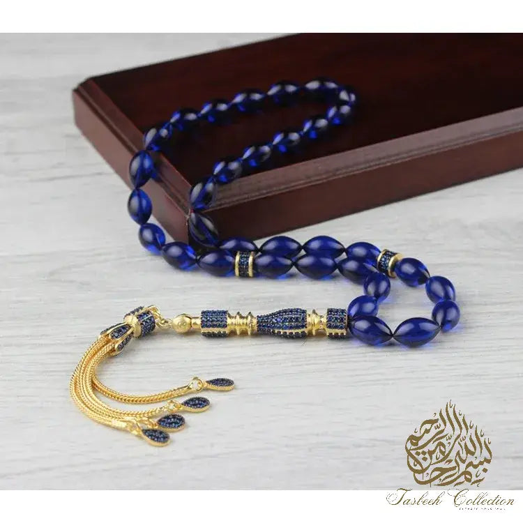 Pressed Amber with Silver 925 Carat Tassel - Tasbeeh Collection