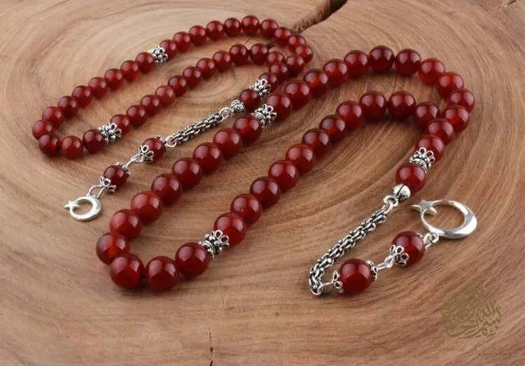 Father and Son Agate Tasbih with 925 Sterling Silver Tassel