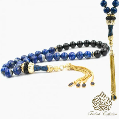 Lapis Lazuli and Onyx Tasbih with 925 Sterling Silver Tassel - Tasbeeh Collection