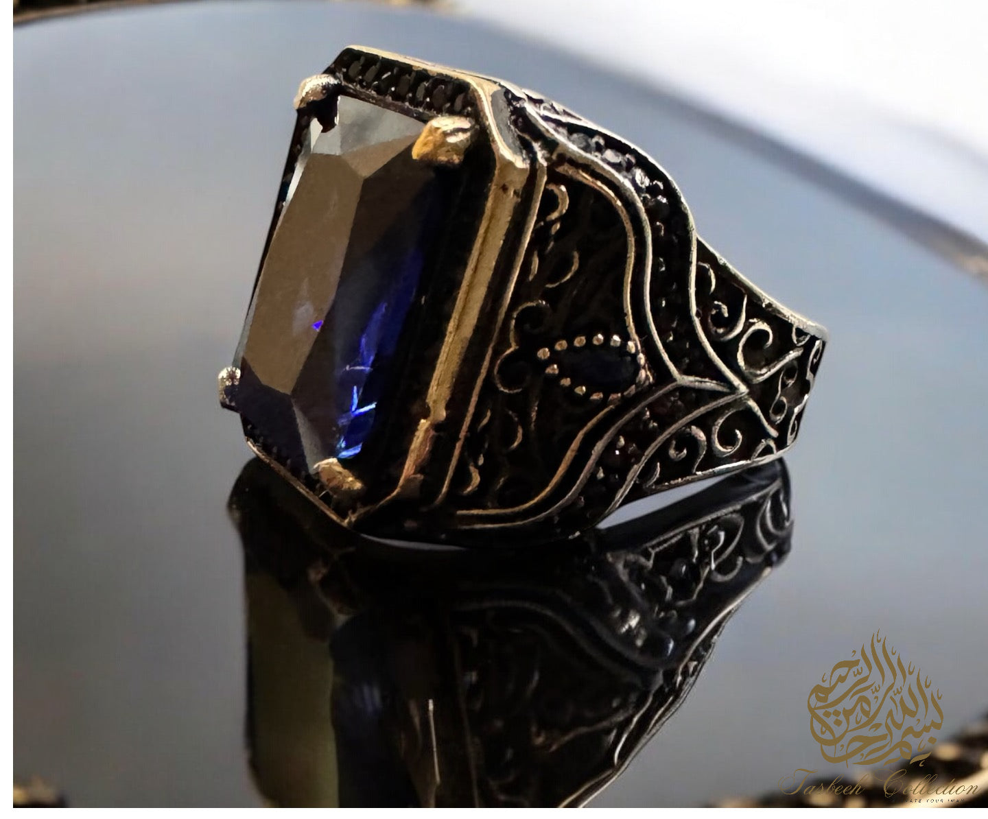 Natural Navy Blue Zircon Stone Premium 925 Silver Ring