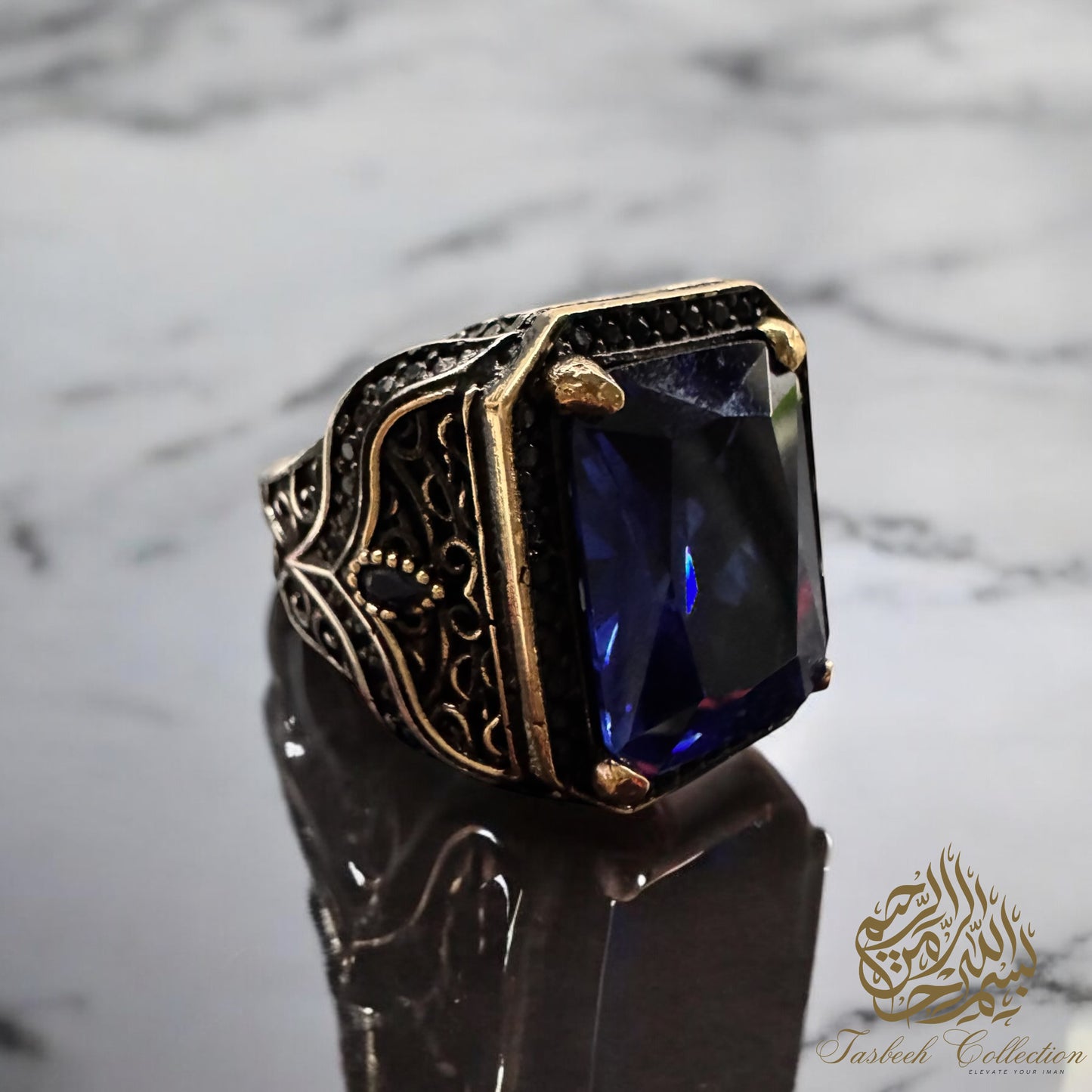 Natural Navy Blue Zircon Stone Premium 925 Silver Ring