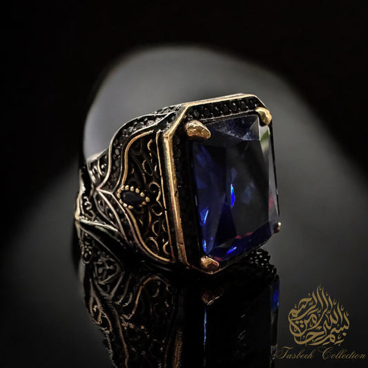 Natural Navy Blue Zircon Stone Premium 925 Silver Ring