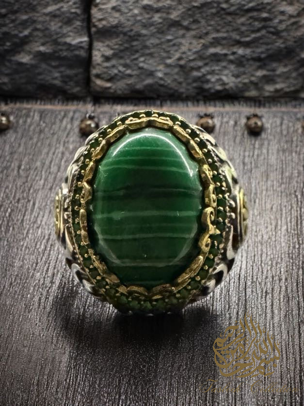 Natural Malachite Stone Premium 925 Silver Ring