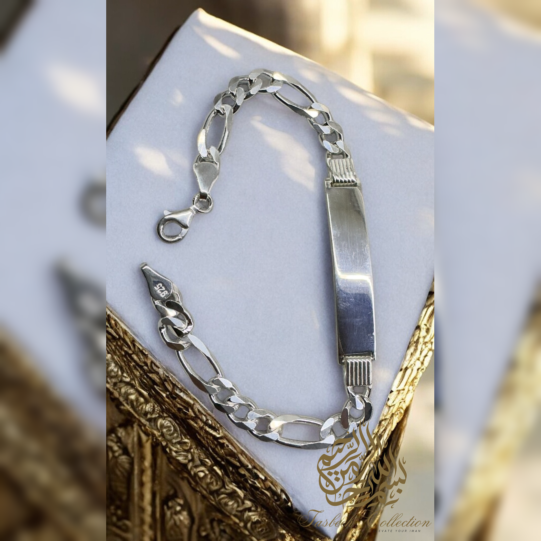 Sterling Silver Figaro ID Bracelet