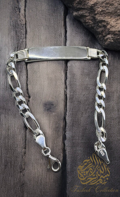 Sterling Silver Figaro ID Bracelet