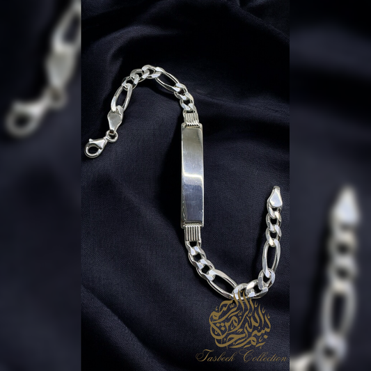 Sterling Silver Figaro ID Bracelet