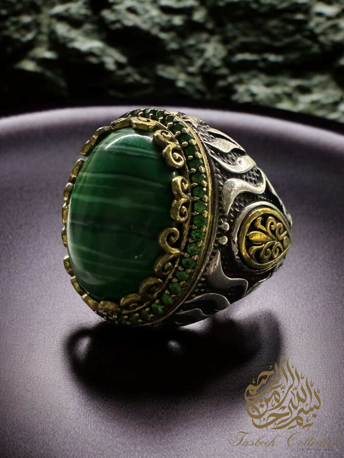 Natural Malachite Stone Premium 925 Silver Ring