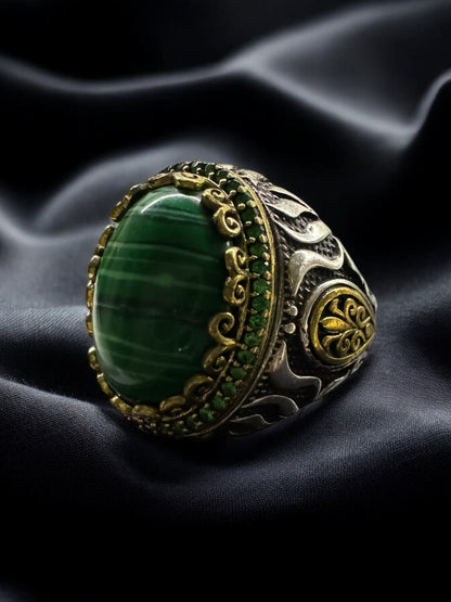 Zarafet Husband & Wife Edition – Gold-Plated Emerald, Pearl & Malachite Set