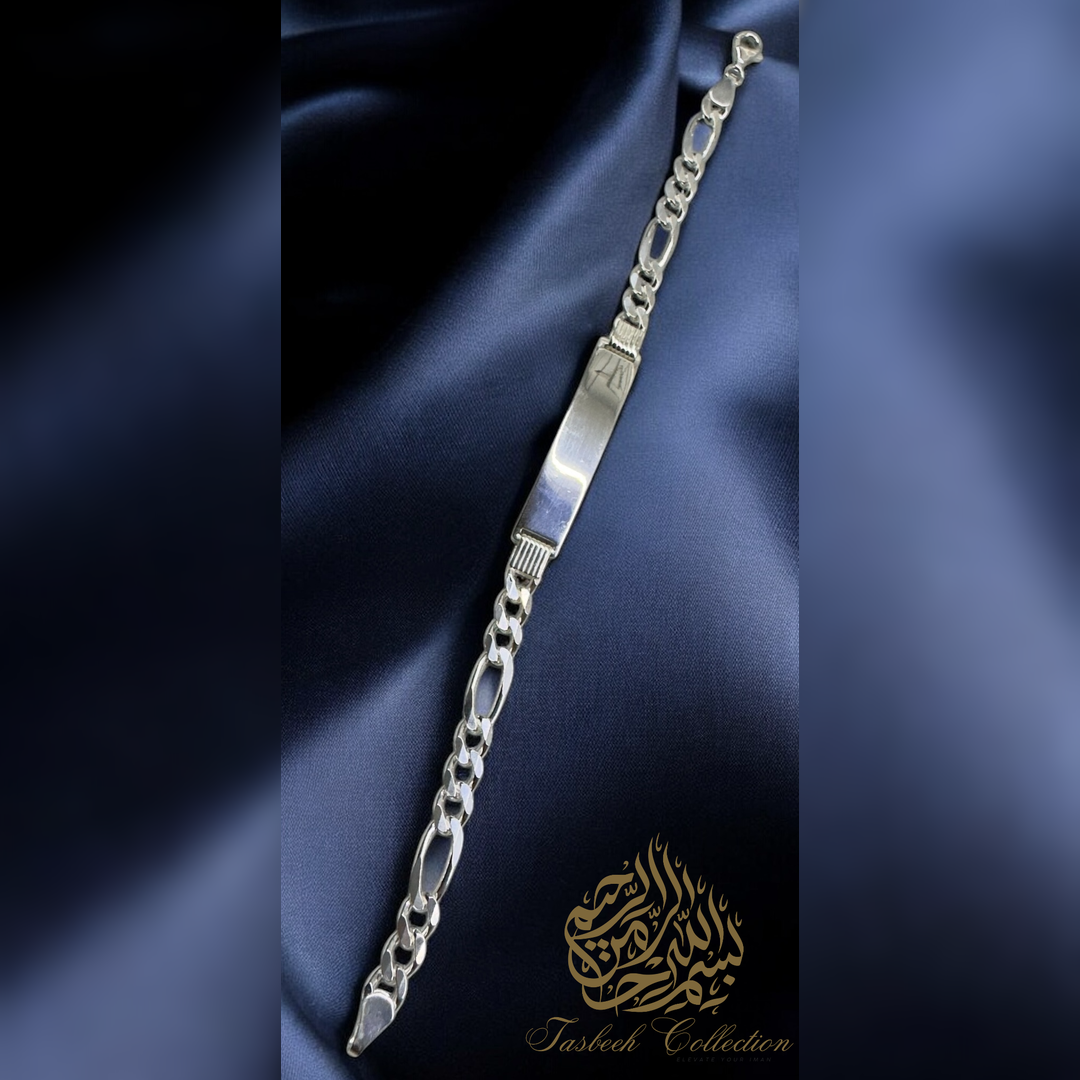 Sterling Silver Figaro ID Bracelet