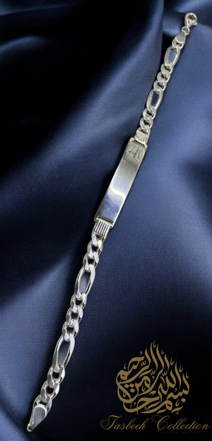 Sterling Silver Figaro ID Bracelet