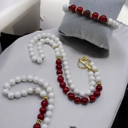 Zarafet Mother & Daughter Edition – Gold-Plated Red Coral & Mother of Pearl Set