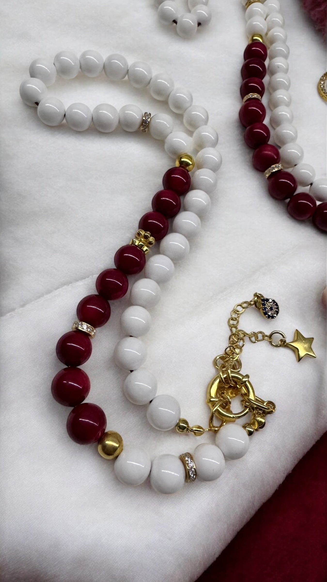 Zarafet Mother & Daughter Edition – Gold-Plated Red Coral & Mother of Pearl Set