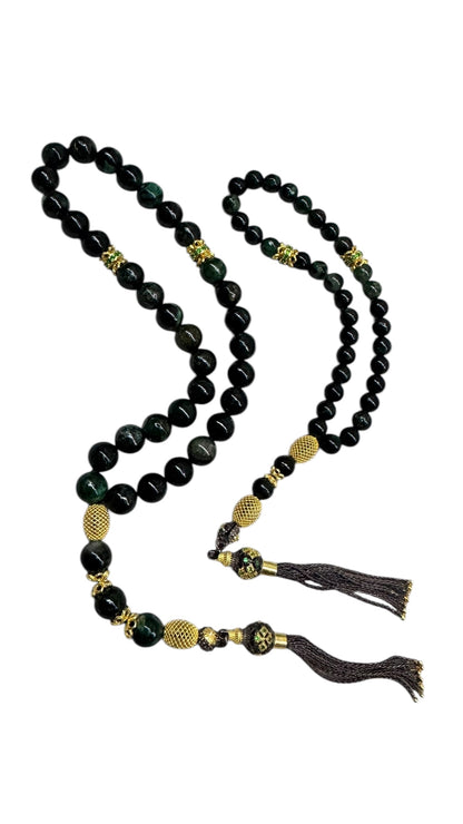 Zarafet Father & Son Edition – African Emerald & Gold-Plated Sterling Silver Tasbih Set