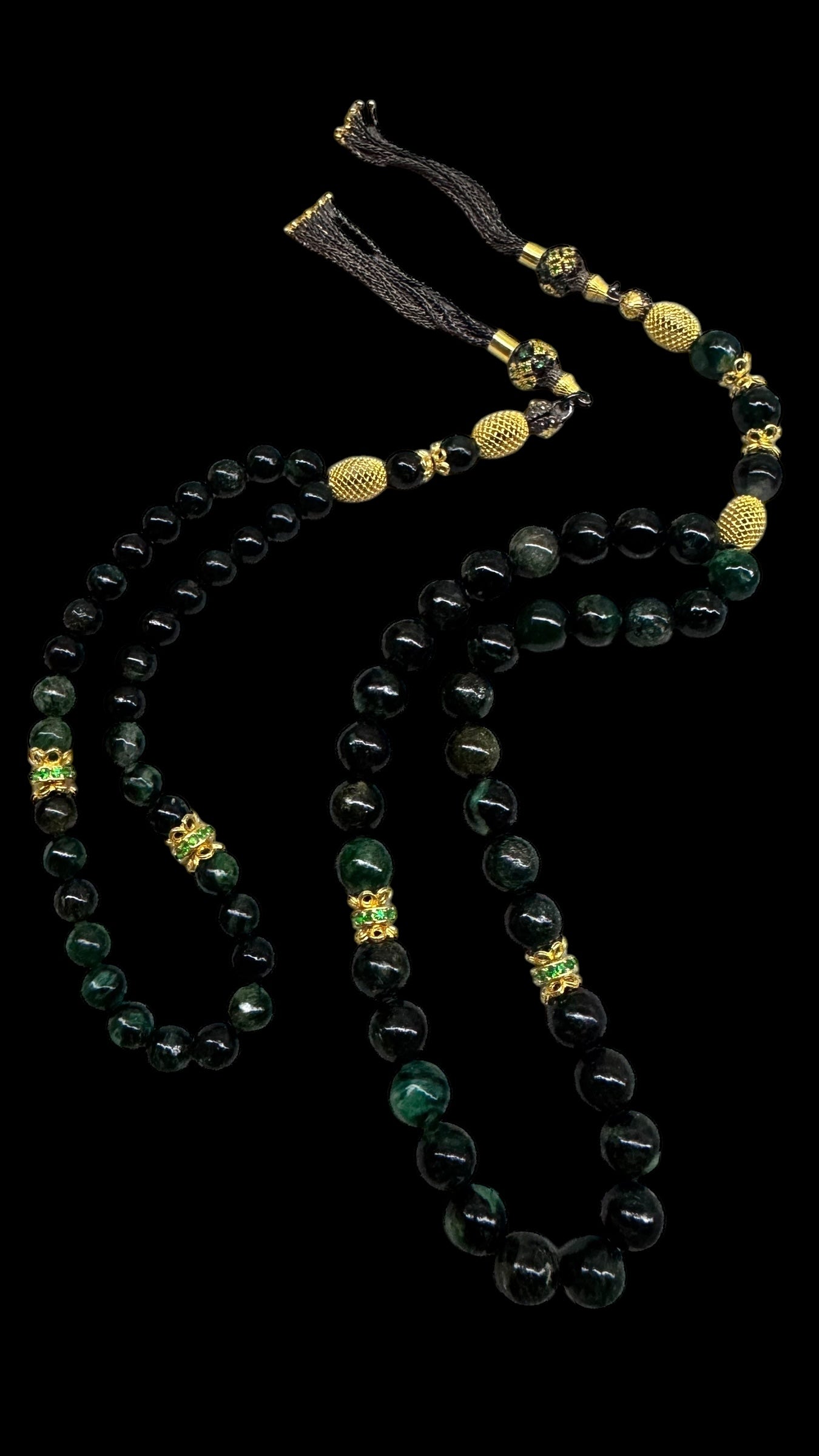 Zarafet Father & Son Edition – African Emerald & Gold-Plated Sterling Silver Tasbih Set