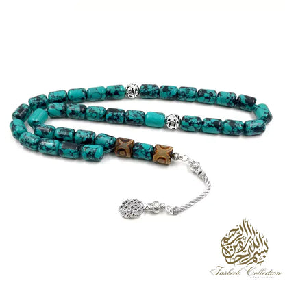 Mongolian Turquoise with Tibetan Eye Agate - Tasbeeh Collection