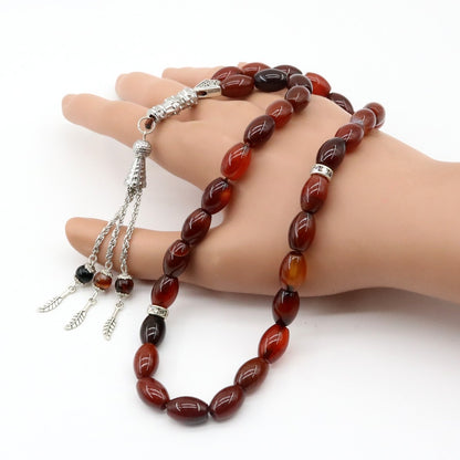 Natural Agate (Aqeeq) Tasbih - Tasbeeh Collection