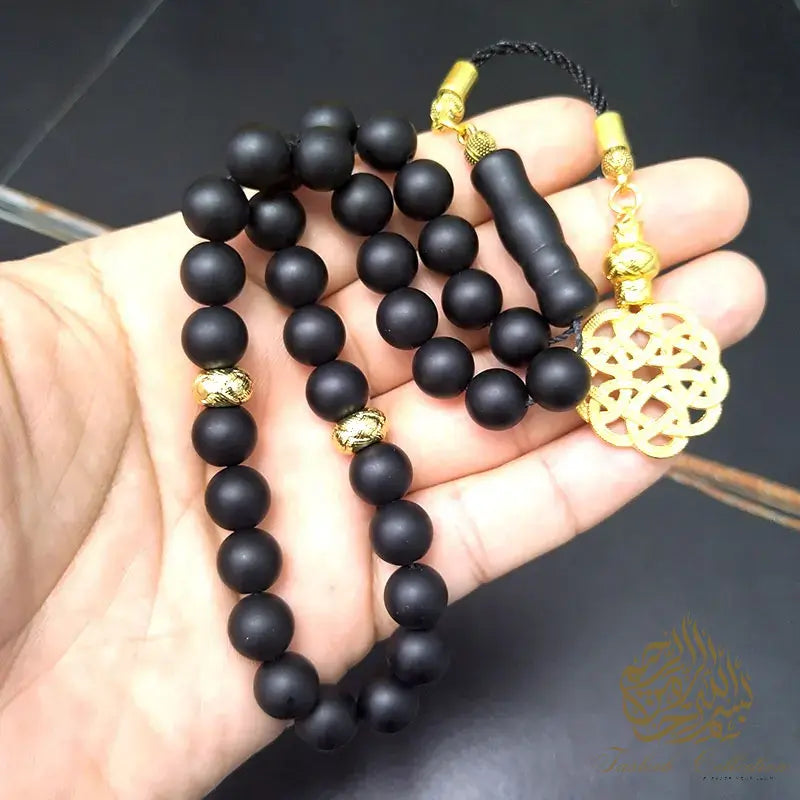 Black Matte Agate Rosary