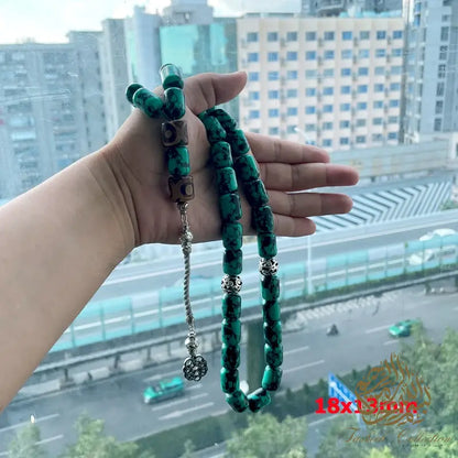 Mongolian Turquoise with Tibetan Eye Agate - Tasbeeh Collection