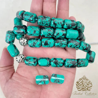 Mongolian Turquoise with Tibetan Eye Agate - Tasbeeh Collection