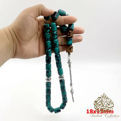 Mongolian Turquoise with Tibetan Eye Agate - Tasbeeh Collection