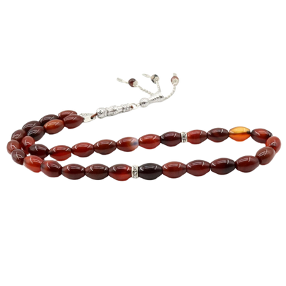 Natural Agate (Aqeeq) Tasbih - Tasbeeh Collection