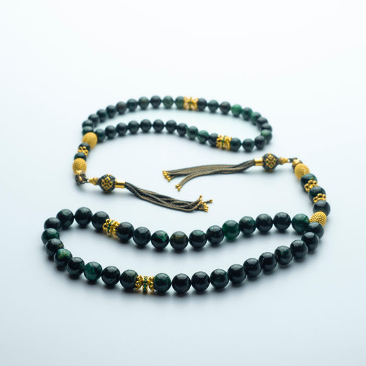 Zarafet - Father & Son Tasbih Set – African Emerald & Gold-Plated Sterling Silver - Limited Edition