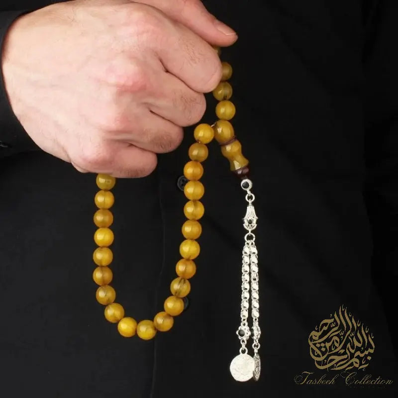 Amber Dust Rosary Tasbih With 925 Sterling Silver Tassel