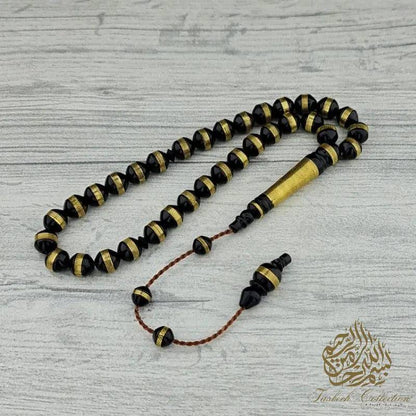 Kook Wood Rosary Tasbih With 925 Silver Spiral Embroidery - Tasbeeh Collection