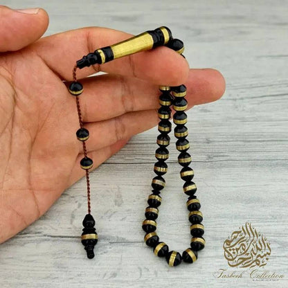 Kook Wood Rosary Tasbih With 925 Silver Spiral Embroidery - Tasbeeh Collection