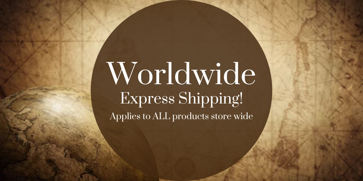 Banner emphasizing worldwide shipping