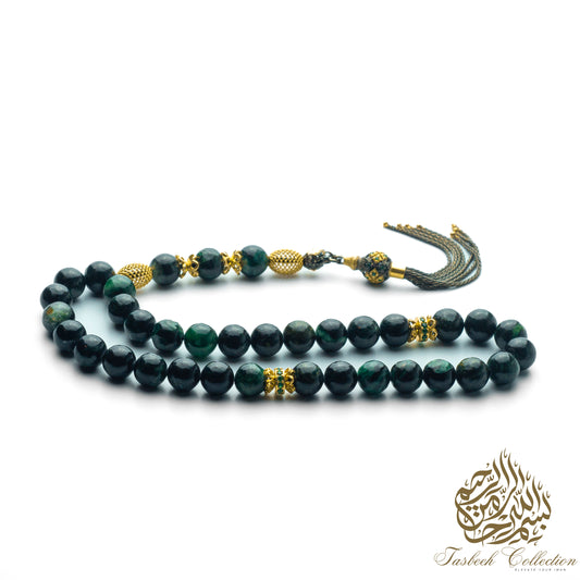 Zarafet - Father & Son Tasbih Set – African Emerald & Gold-Plated Sterling Silver - Limited Edition