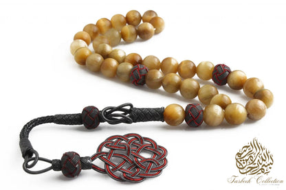 Silver Kazaz Tassel Tiger's Eye Stone Rosary